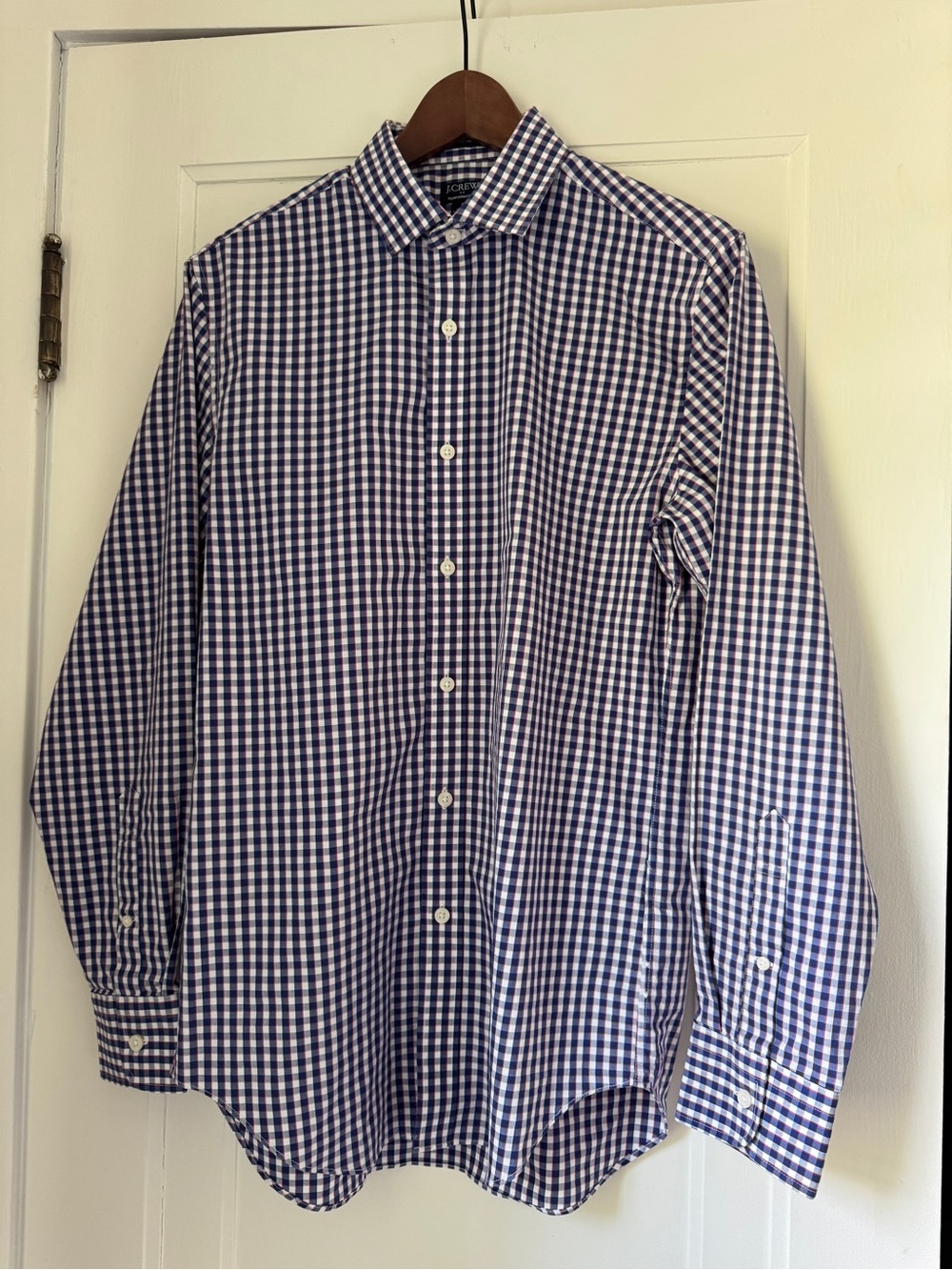 J. Crew Navy and White Gingham Dress Shirt